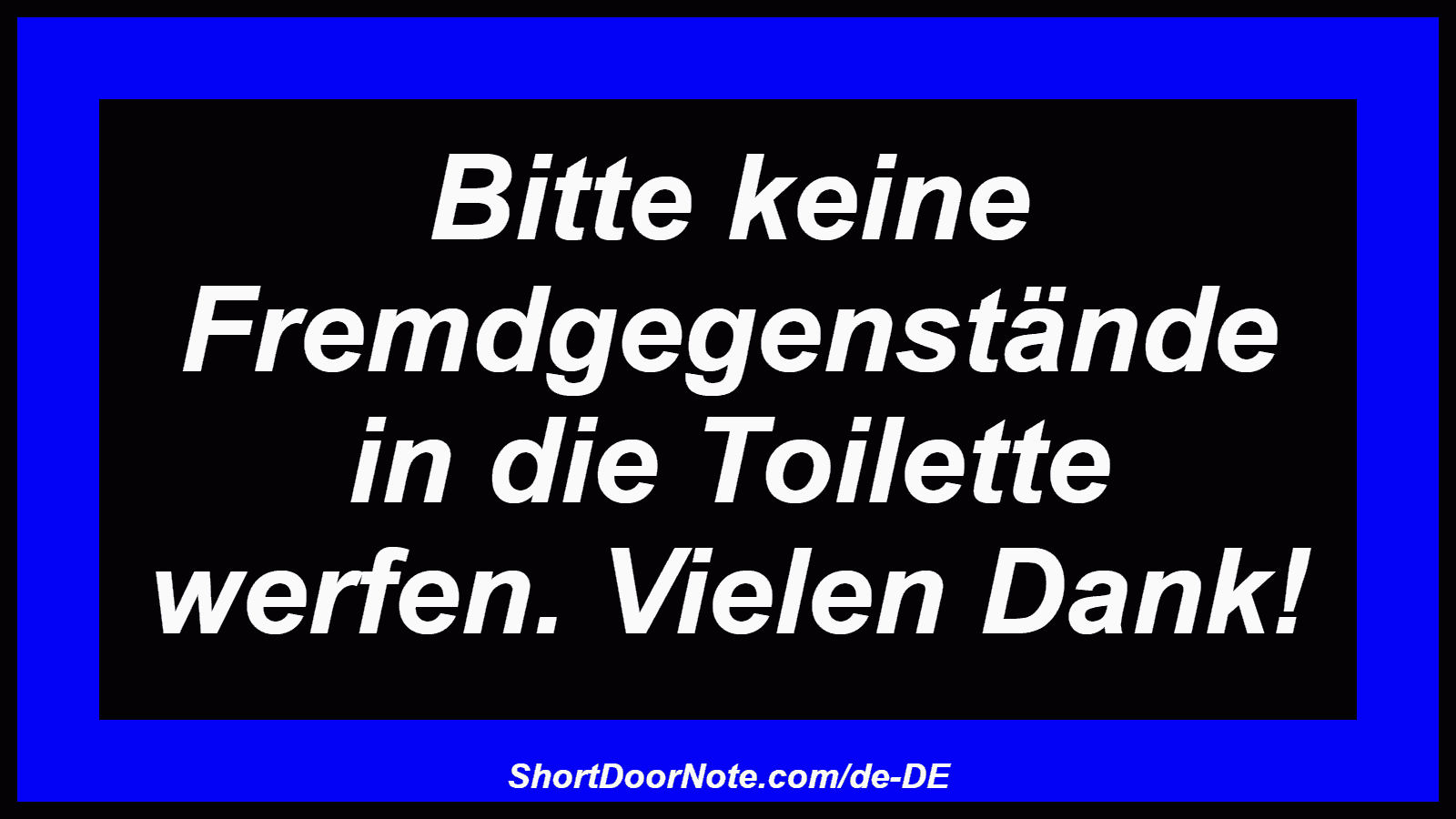 Bitte keine Fremdgegenstände in die Toilette werfen. Vielen Dank!

