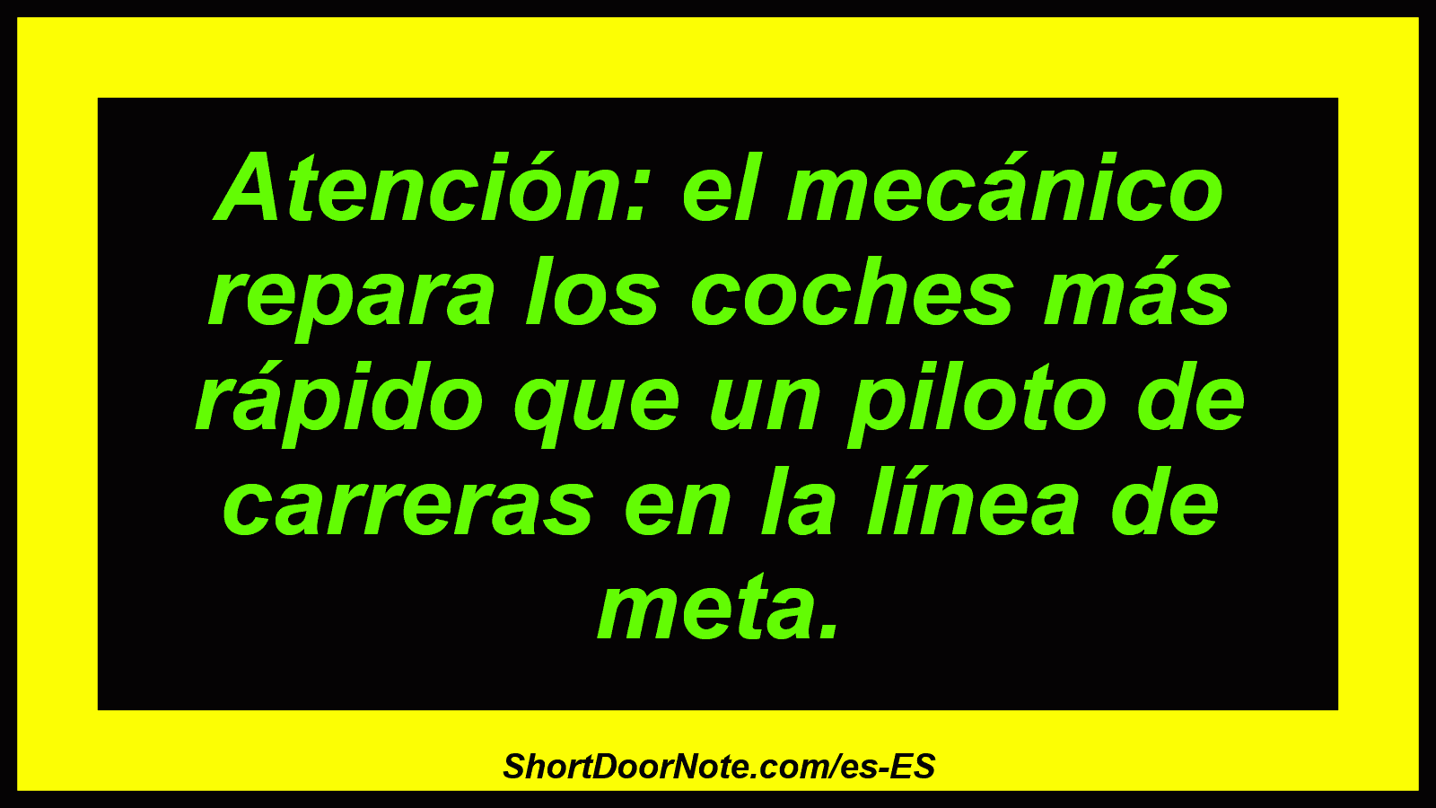 Atención: el mecánico repara los coches más rápido que un piloto de carreras en la línea de meta.
