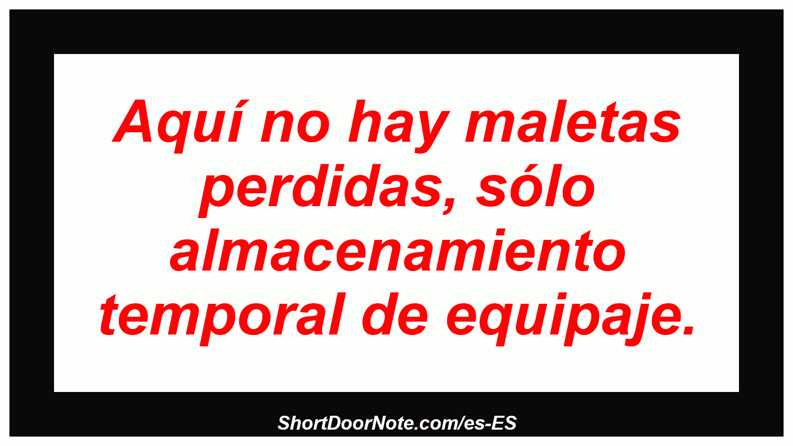 Aquí no hay maletas perdidas, sólo almacenamiento temporal de equipaje.
