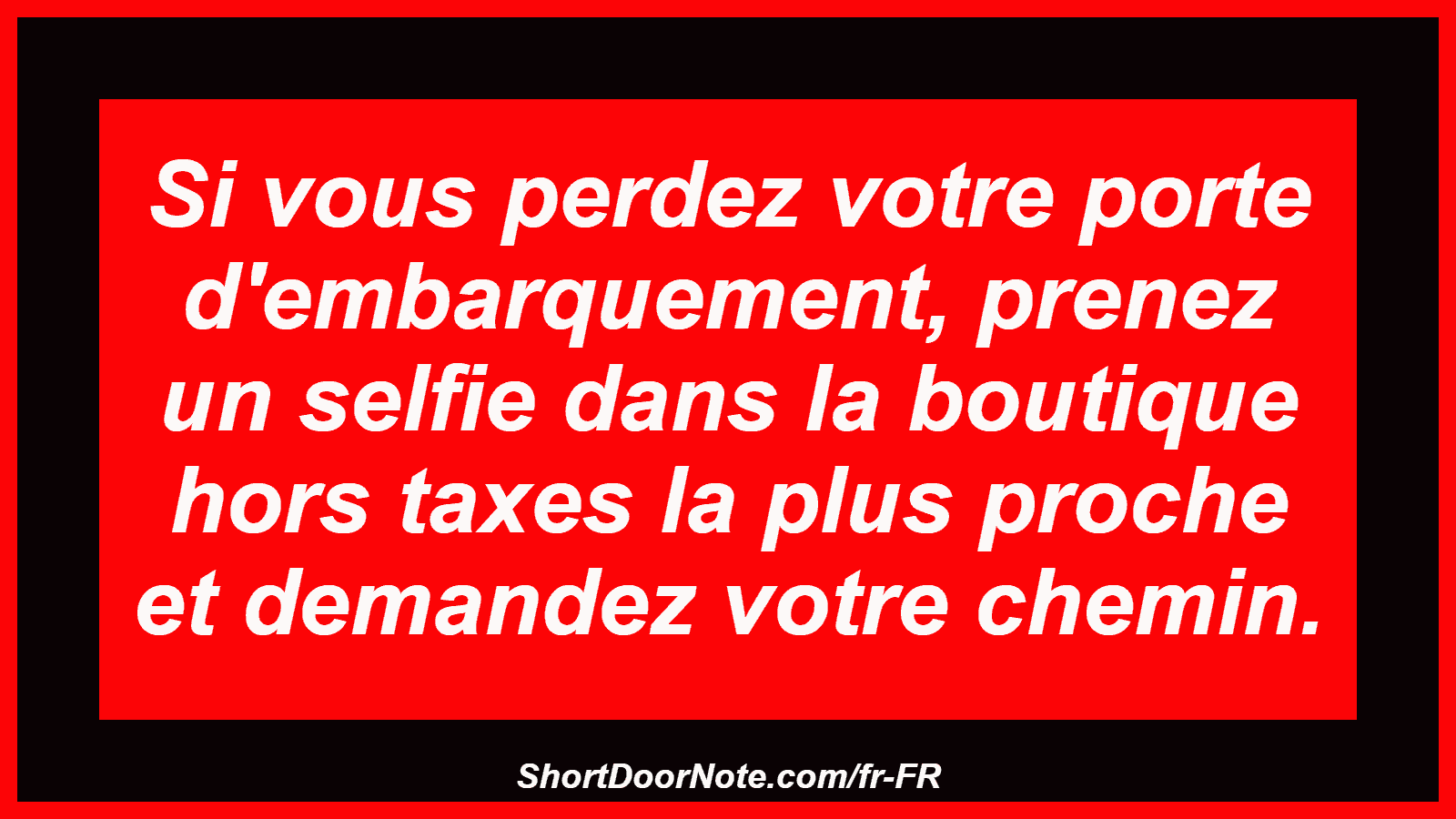 Si vous perdez votre porte d'embarquement, prenez un selfie dans la boutique hors taxes la plus proche et demandez votre chemin.
