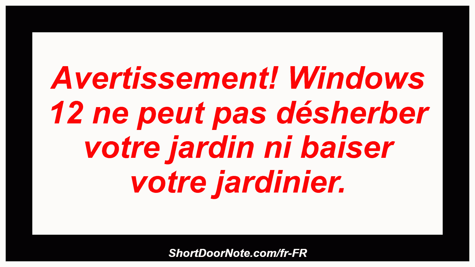 Avertissement! Windows 12 ne peut pas désherber votre jardin ni baiser votre jardinier.
