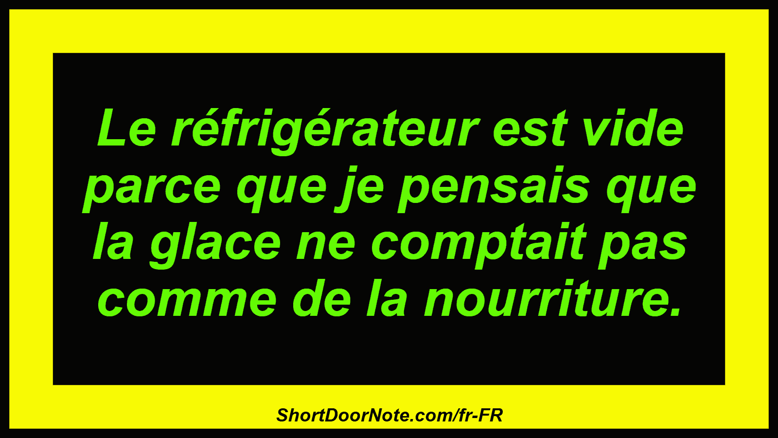 Le réfrigérateur est vide parce que je pensais que la glace ne comptait pas comme de la nourriture.
