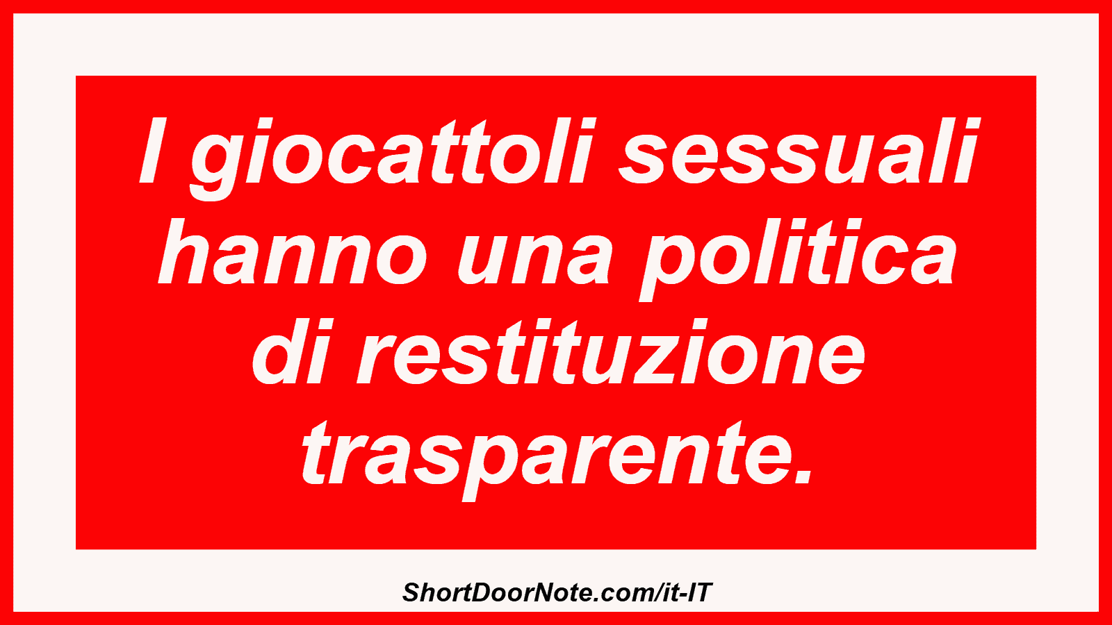 I giocattoli sessuali hanno una politica di restituzione trasparente.
