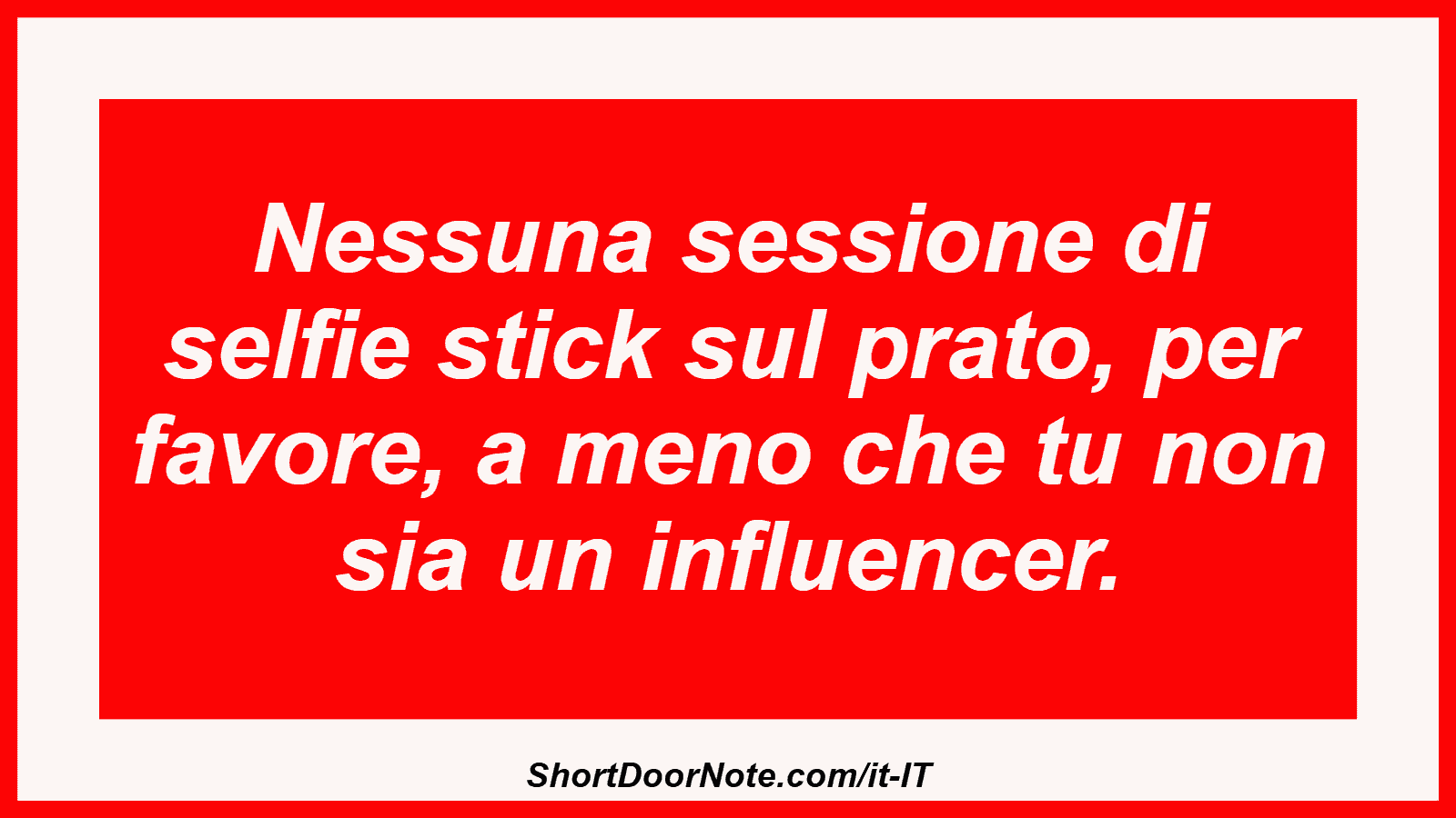 Nessuna sessione di selfie stick sul prato, per favore, a meno che tu non sia un influencer.
