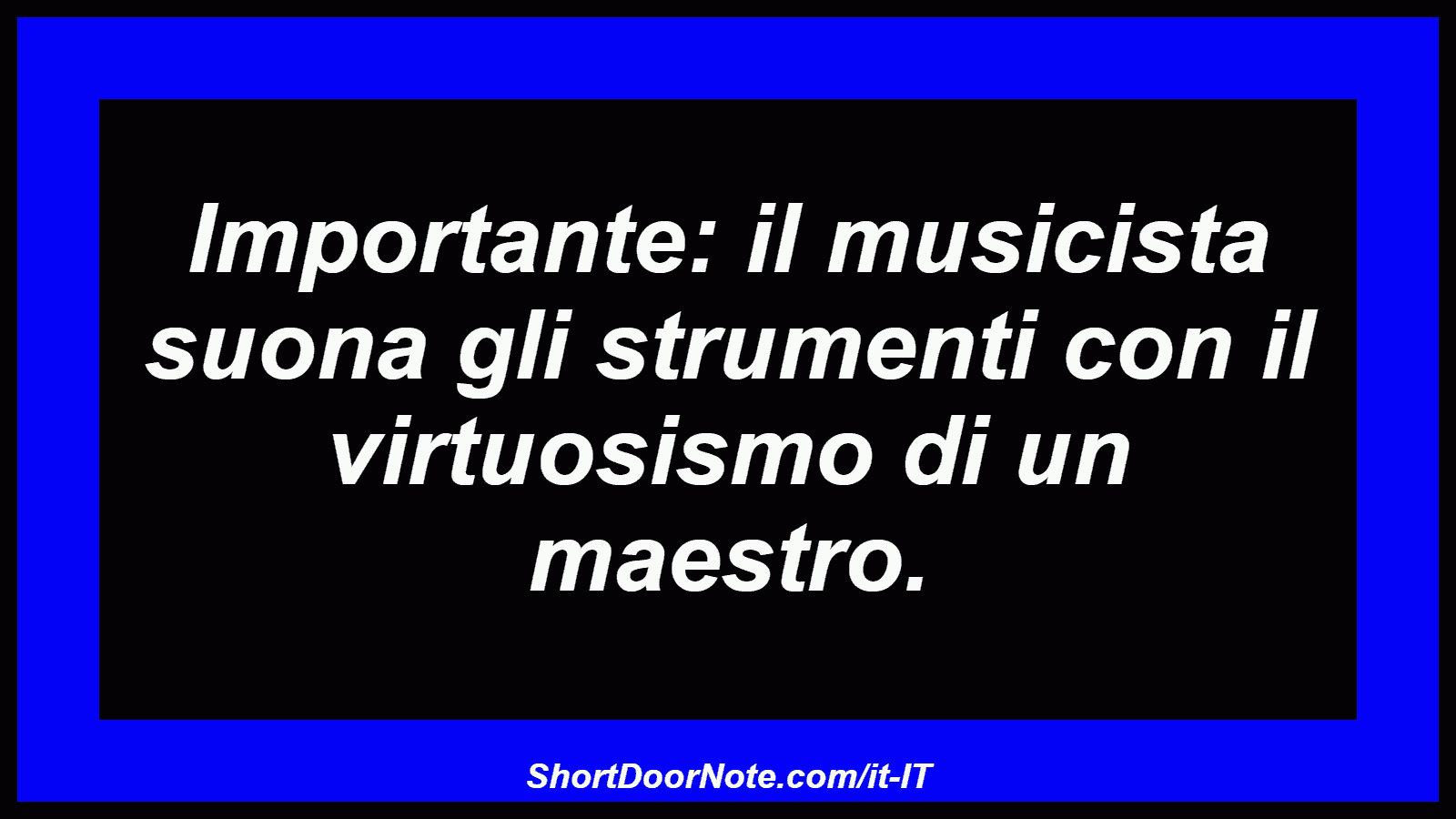 Importante: il musicista suona gli strumenti con il virtuosismo di un maestro.
