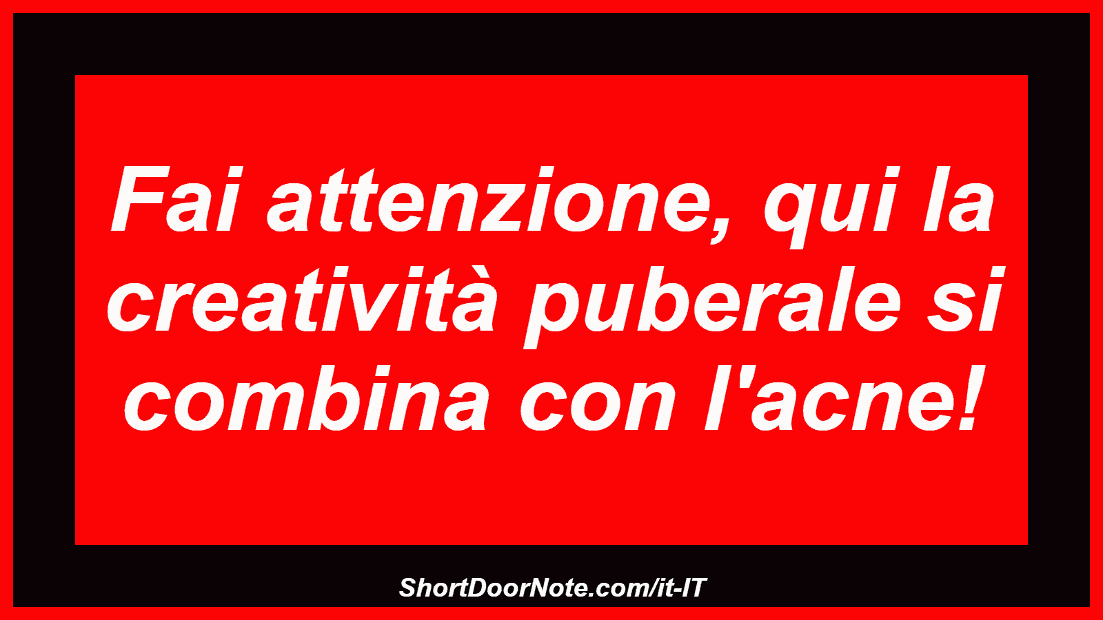 Fai attenzione, qui la creatività puberale si combina con l'acne!
