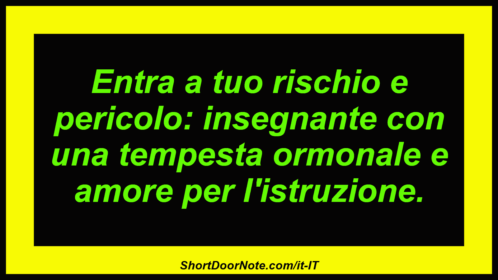 Entra a tuo rischio e pericolo: insegnante con una tempesta ormonale e amore per l'istruzione.
