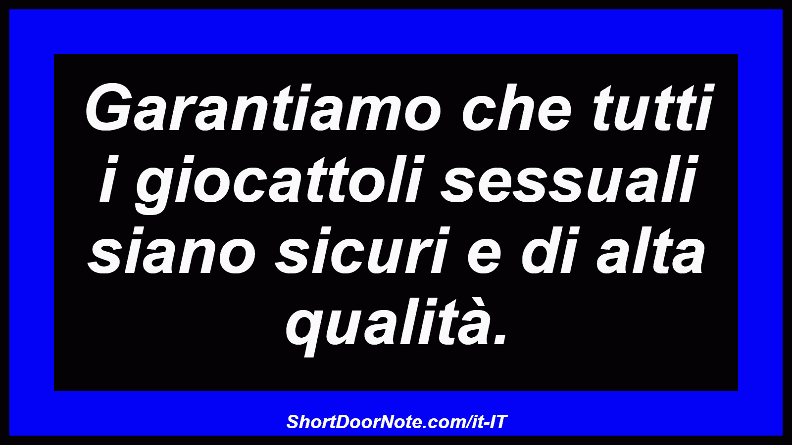 Garantiamo che tutti i giocattoli sessuali siano sicuri e di alta qualità.
