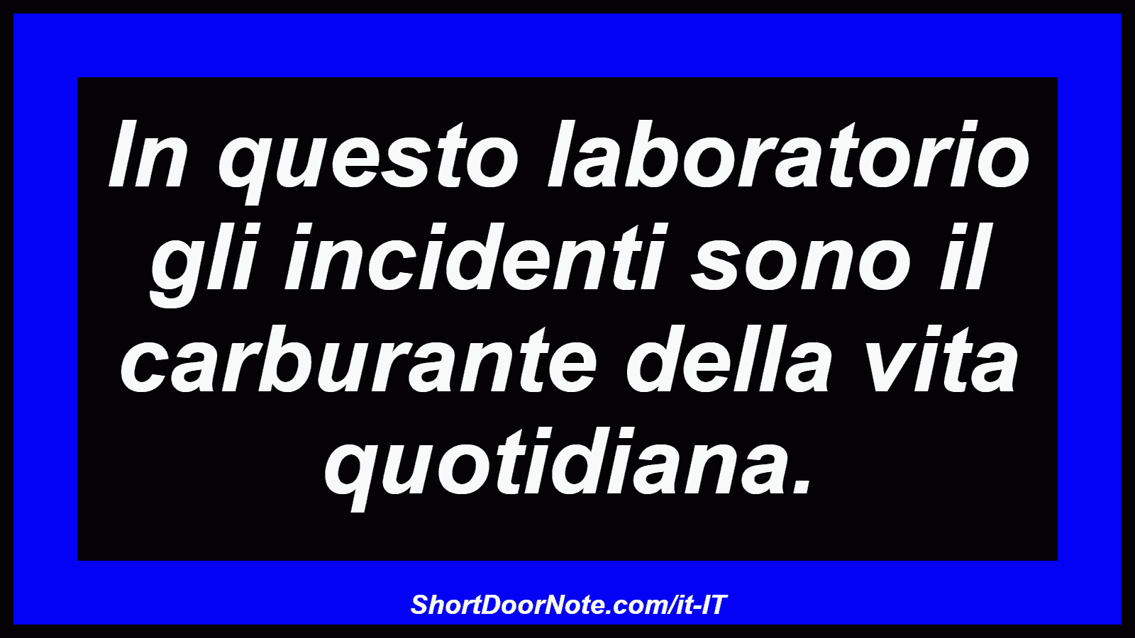 In questo laboratorio gli incidenti sono il carburante della vita quotidiana.
