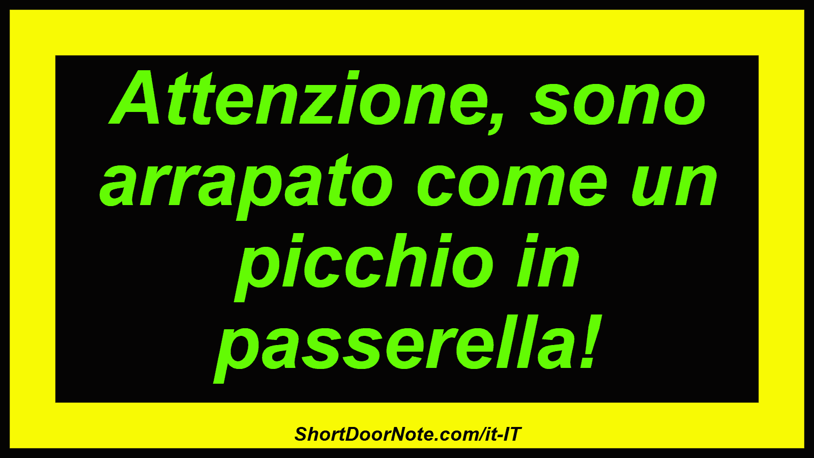 Attenzione, sono arrapato come un picchio in passerella!
