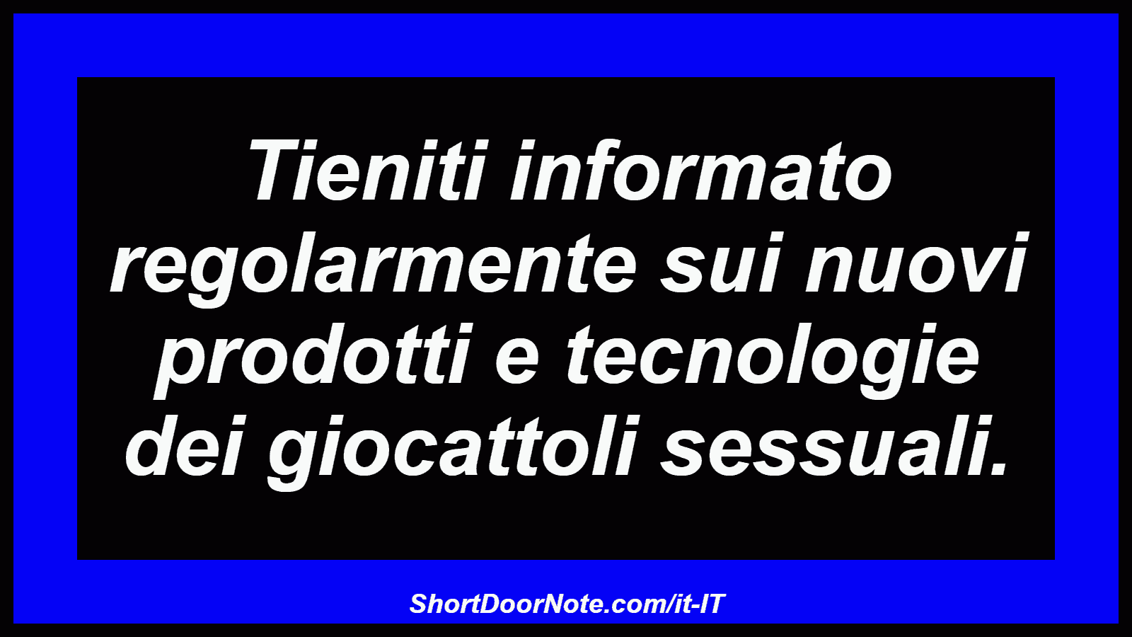 Tieniti informato regolarmente sui nuovi prodotti e tecnologie dei giocattoli sessuali.

