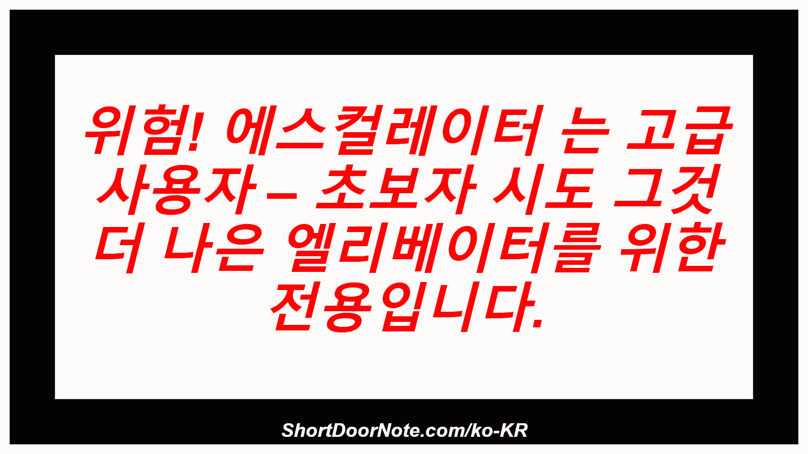 위험! 에스컬레이터 는 고급 사용자 – 초보자 시도 그것 더 나은 엘리베이터를 위한 전용입니다.
