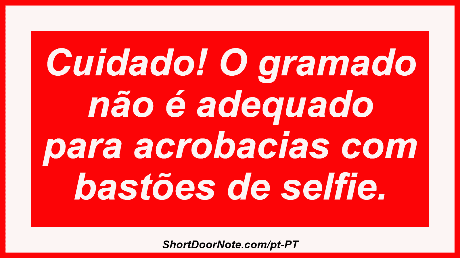 Cuidado! O gramado não é adequado para acrobacias com bastões de selfie.
