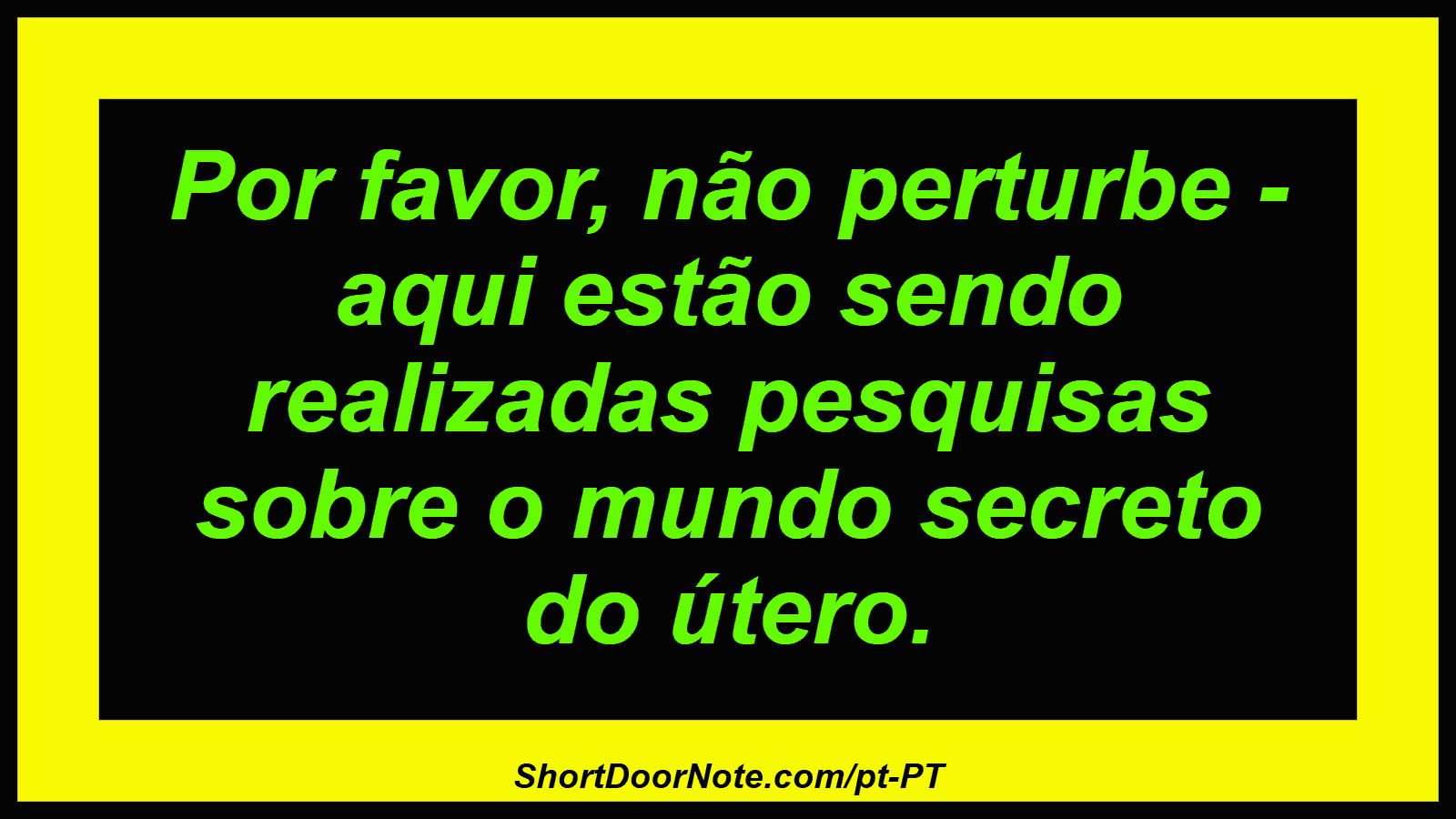 Por favor, não perturbe - aqui estão sendo realizadas pesquisas sobre o mundo secreto do útero. 
