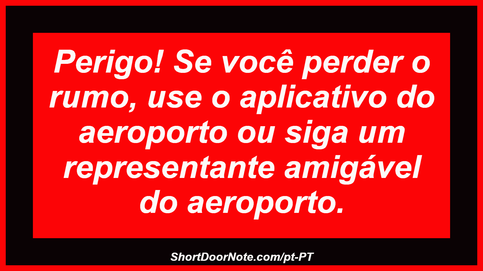 Perigo! Se você perder o rumo, use o aplicativo do aeroporto ou siga um representante amigável do aeroporto.

