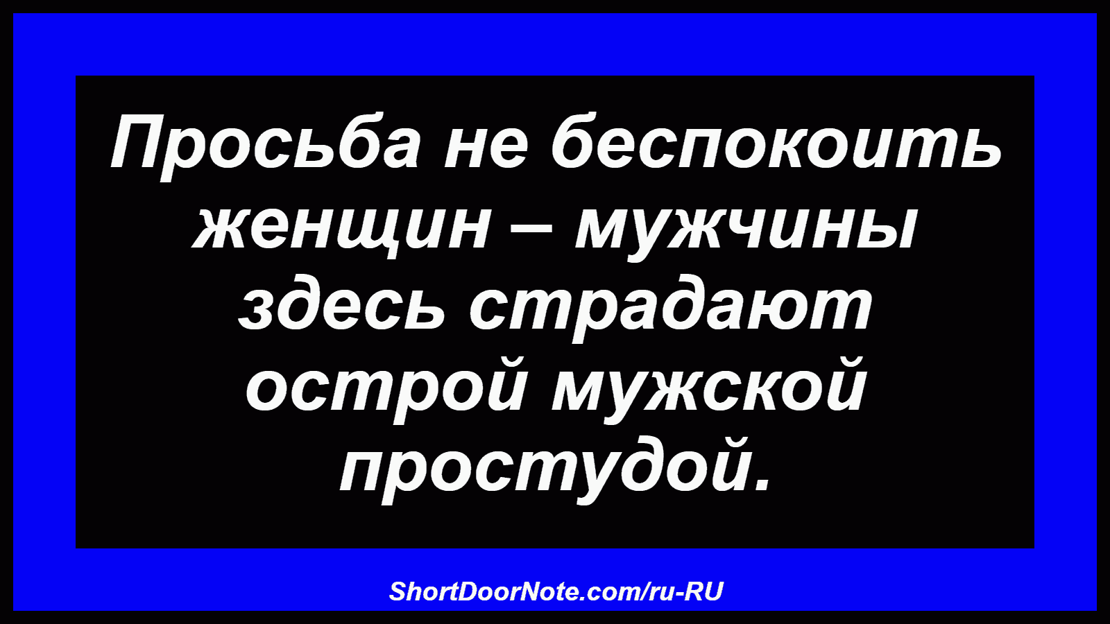 Просьба не беспокоить женщин – мужчины здесь страдают острой мужской простудой.
