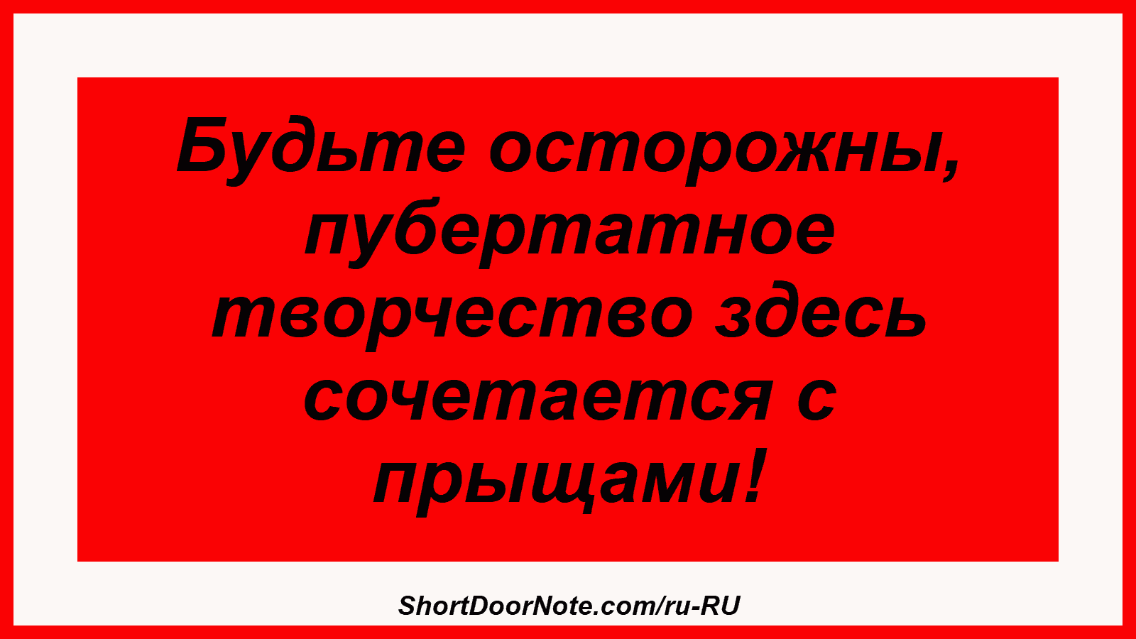 Будьте осторожны, пубертатное творчество здесь сочетается с прыщами!
