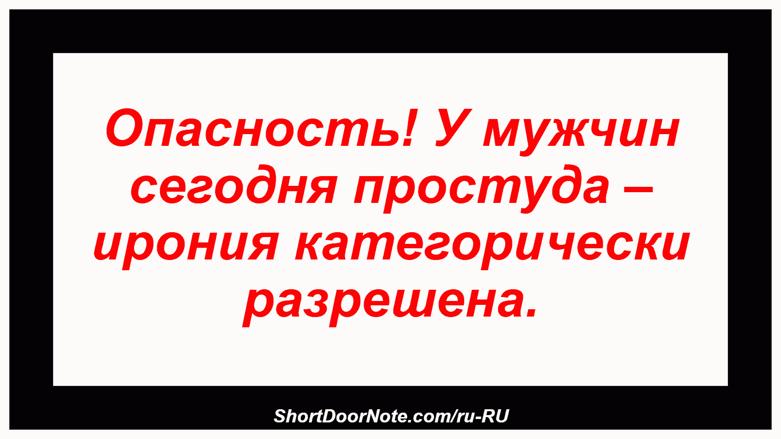 Опасность! У мужчин сегодня простуда – ирония категорически разрешена.
