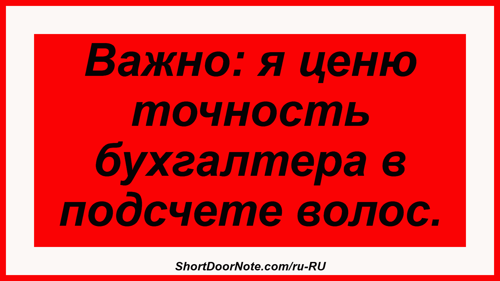 Важно: я ценю точность бухгалтера в подсчете волос.
