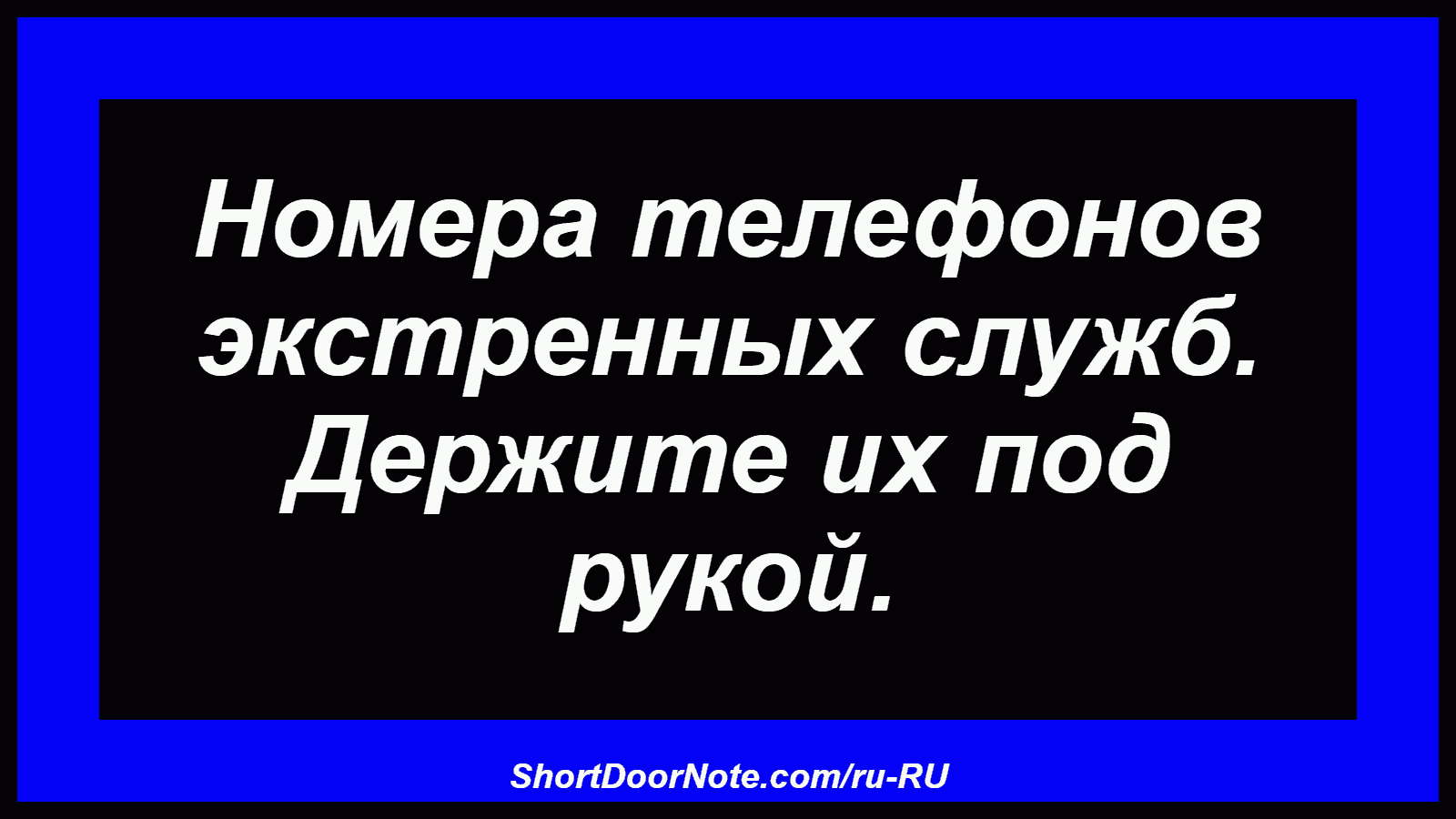 Номера телефонов экстренных служб. Держите их под рукой.
