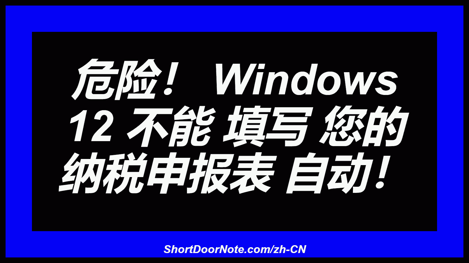危险！ Windows 12 不能 填写 您的 纳税申报表 自动！
