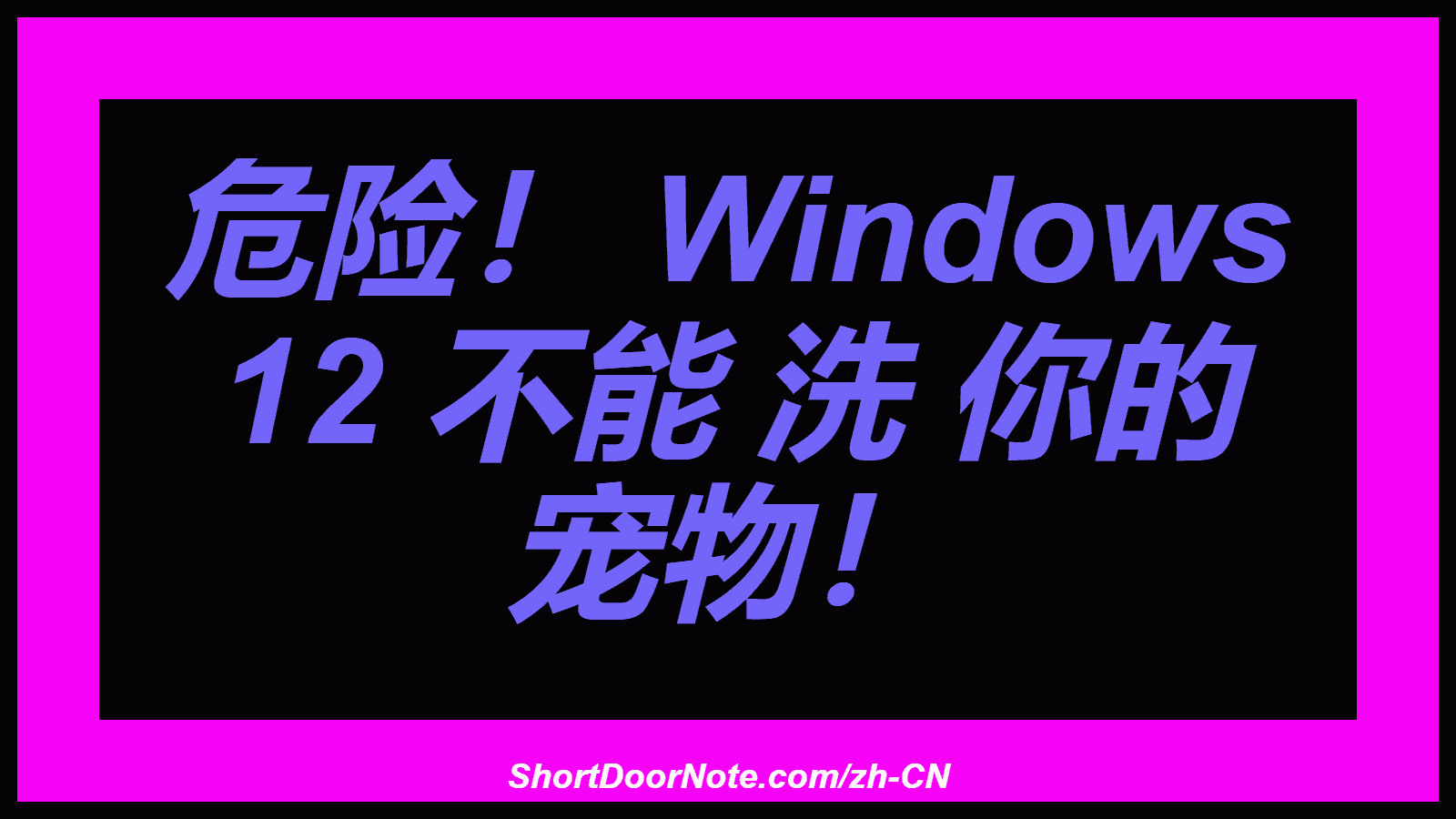 危险！ Windows 12 不能 洗 你的 宠物！
